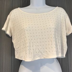 ⭐️Forever 21 gold studded white T-shirt crop top